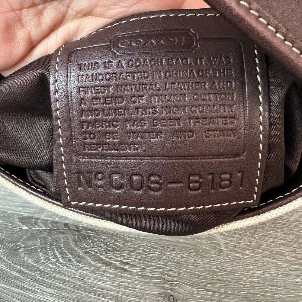 Vintage Coach Shoulder Bag 6181 Ivory Brown Canvas/Leather - Picture 7 of 7